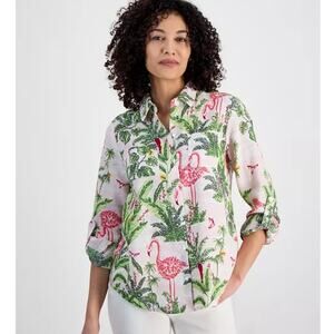 Charter Club Luxury 100% Linen Palm Beach Shirt, Size LP
